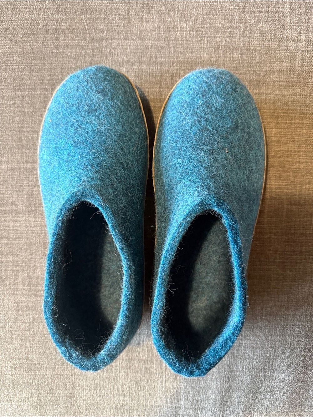 Women’s Glerups Teal Wool Felt Slip-On Slippers — Cozy Indoor Footwear